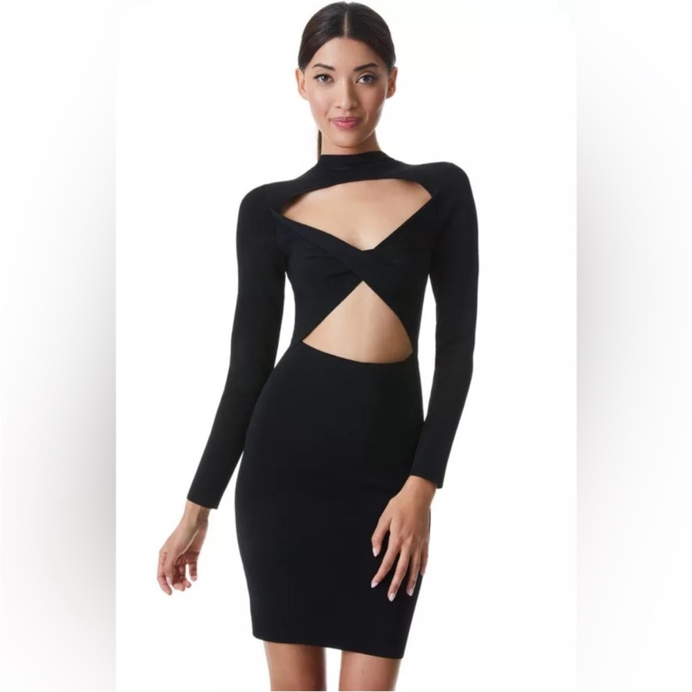 Alice + Olivia Black Long Sleeve Cut-Out Dress Reversible